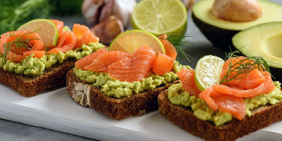 Avocado Spread and Smoked Salmon Sandwich