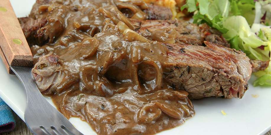 Beef Steak with Shallot Sauce