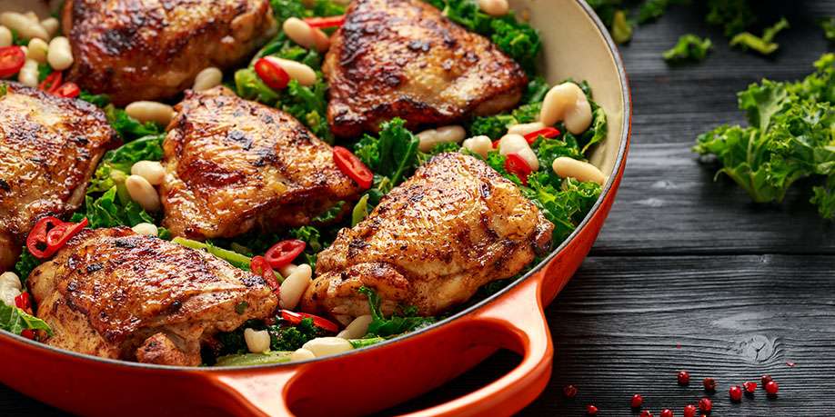 Braised Chicken Thighs with Beans