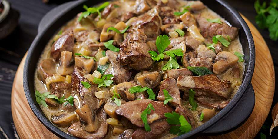 Chicken Liver with Mushrooms and Cream