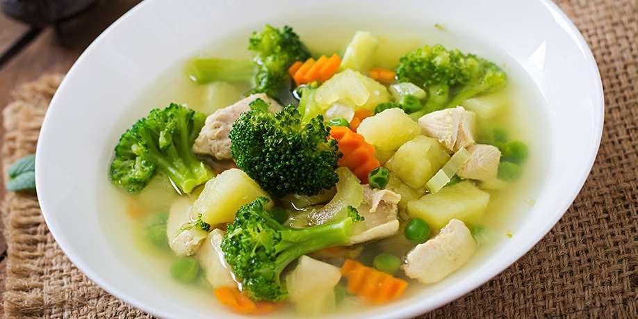 Chicken Soup with Cauliflower and Broccoli