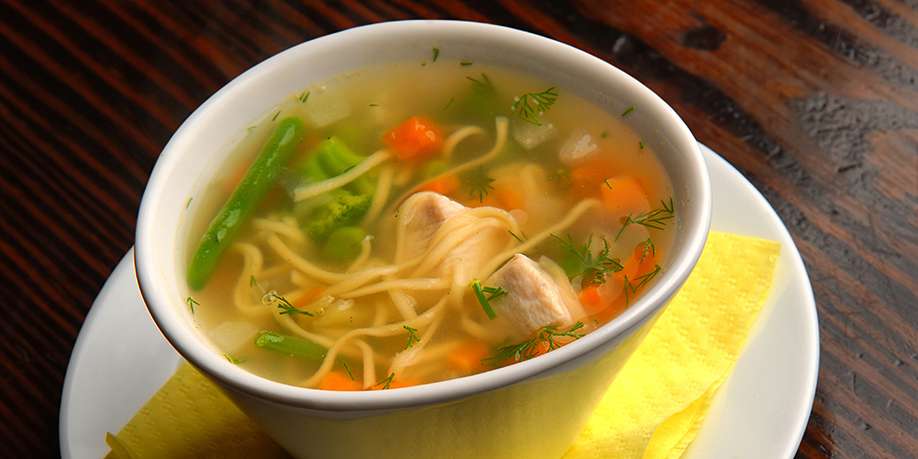 Chicken Soup with Whole Wheat Noodles and Asparagus