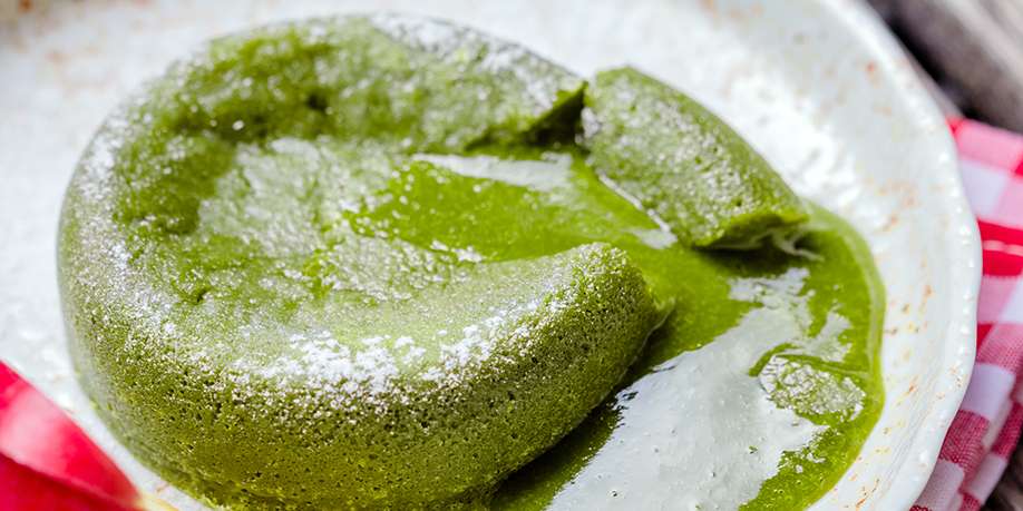 Chocolate Lava Cake with Green Tea and Sesame Filling