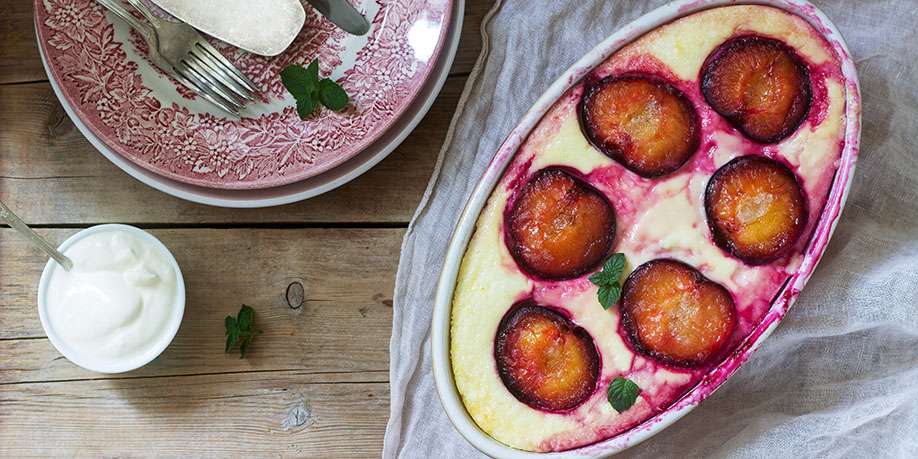 Cottage Cheese Casserole with Plums