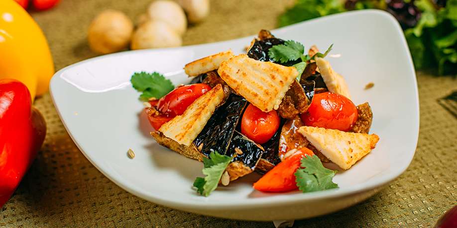 Eggplant and Tofu Salad with Ginger and Soy Sauce