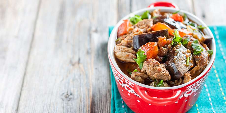 Eggplants with Meat and Nuts Baked in Cocottes