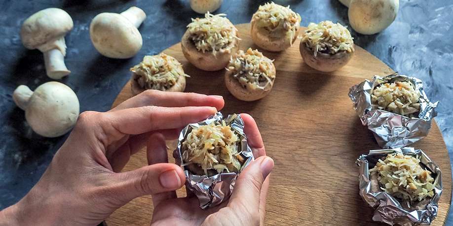 Mushrooms Grilled in Aluminum Foil