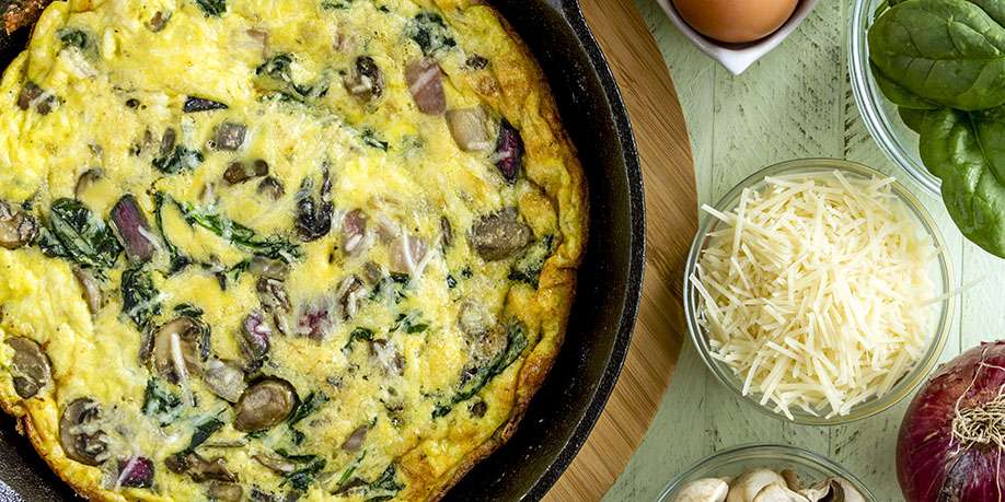 Omelet with Mushrooms, Spinach, and Parmesan