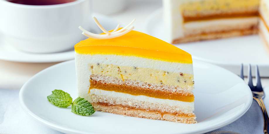 Passion Fruit Mousse Cake with Coconut and Almonds