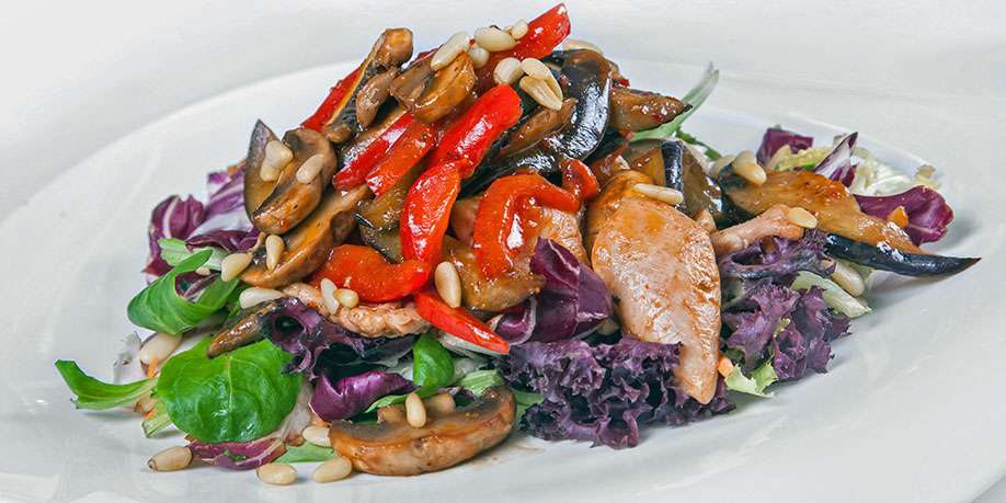 Smoked Chicken and Eggplants Salad