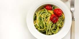 Spaghetti with Avocado, Zucchini, and Basil