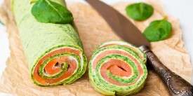 Spinach Roll with Smoked Salmon and Cream Cheese