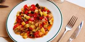 Stewed Zucchini with Pepper and Tomatoes