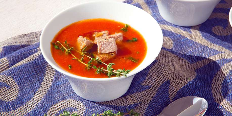 Tomato Soup with Tuna and Beans