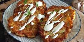 Zucchini Pancakes in Sour Cream-Lime Sauce